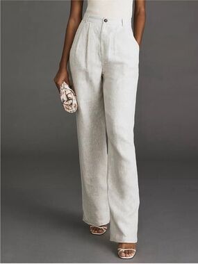 Reformation Wide Leg Pants in Light Gray-Cream
